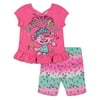 DreamWorks Trolls Poppy Toddler Girls French Terry Bike T-Shirt Shorts Set Pink 2T