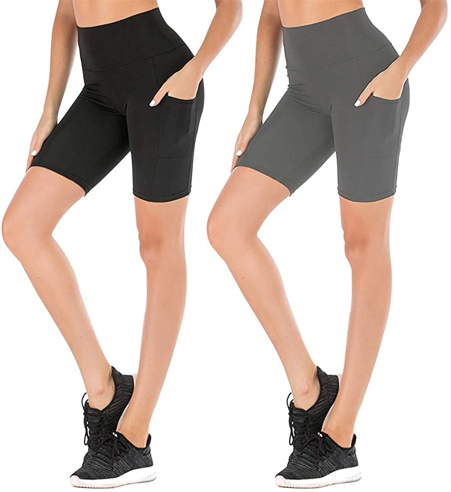 FULLSOFT Workout Shorts for Women High Waist Bike Yoga Running Exercise Tummy Control Shorts Leggings with Side Pockets