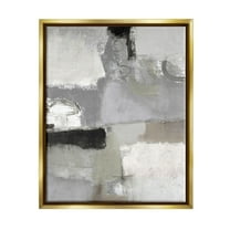 Stupell Industries Blocked Geometric Shapes Black Detail Circles Painting Metallic Gold Floating Framed Canvas Print Wall Art, Design by Lisa Ridgers