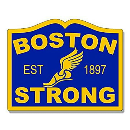 CITY SIGN Shaped Boston Strong Est 1897 Sticker Decal (marathon run running foot) 4 x 4