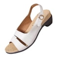 thumbnail image 2 of Viluyesy Womens Heeled Sandals, Low Heels Ankle Strap Peep Toe Summer Slingback Dressy Shoes White US7.5, 2 of 8