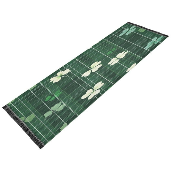 BZSMCE Runner Rug Classical Design Shamrock Tartan Style Modern Pattern 72x23.5in Indoor Washable Rug
