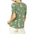thumbnail image 3 of DARING DIVA Floral Crew Neck Shirred Short Sleeve Casual Top XS Green, 3 of 6