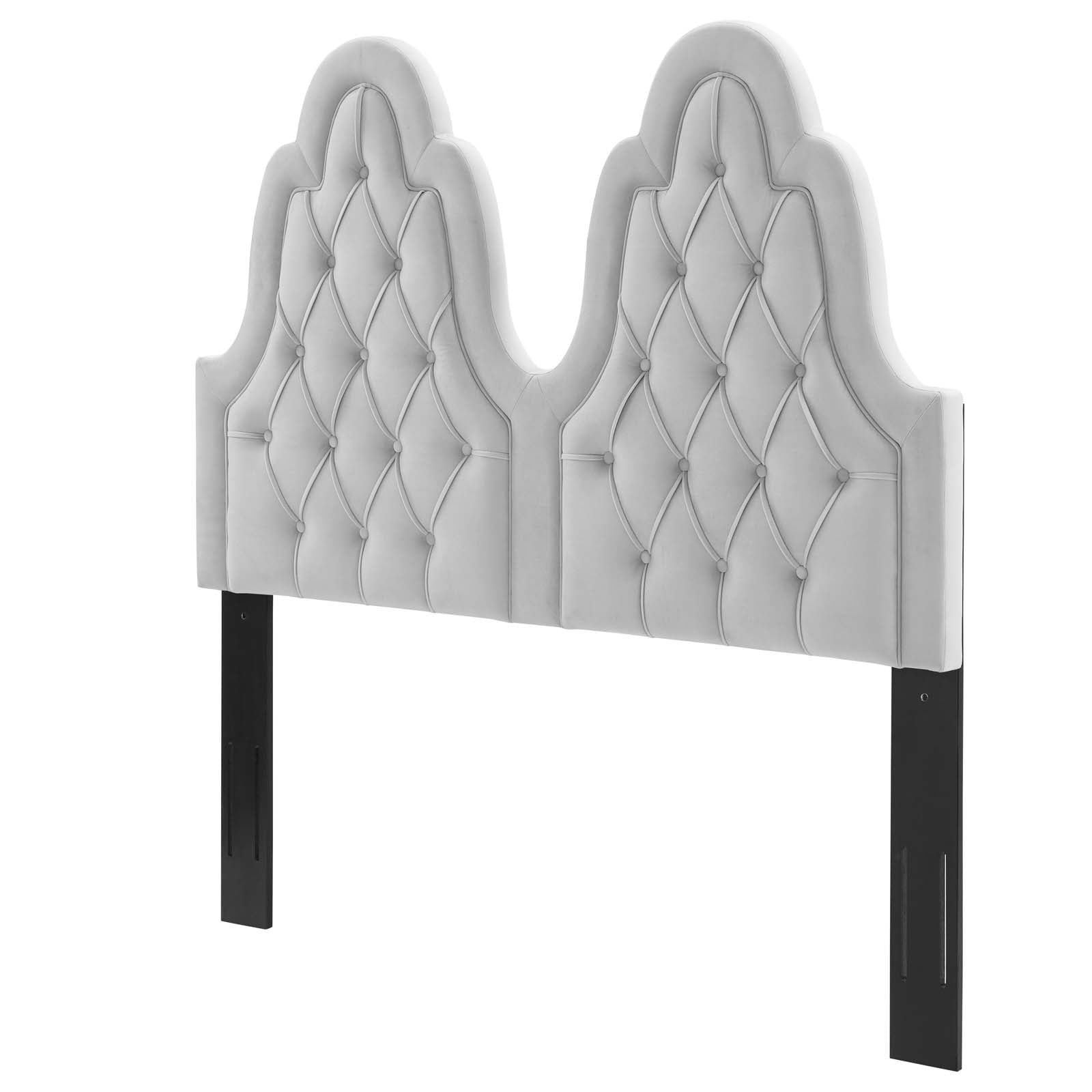 Tufted Headboard, Twin Size, Velvet, Light Grey Gray, Modern Contemporary Urban Design, Bedroom