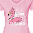 thumbnail image 4 of Inktastic Glam Pink Flamingo with Pearls Women's V-Neck T-Shirt, 4 of 5