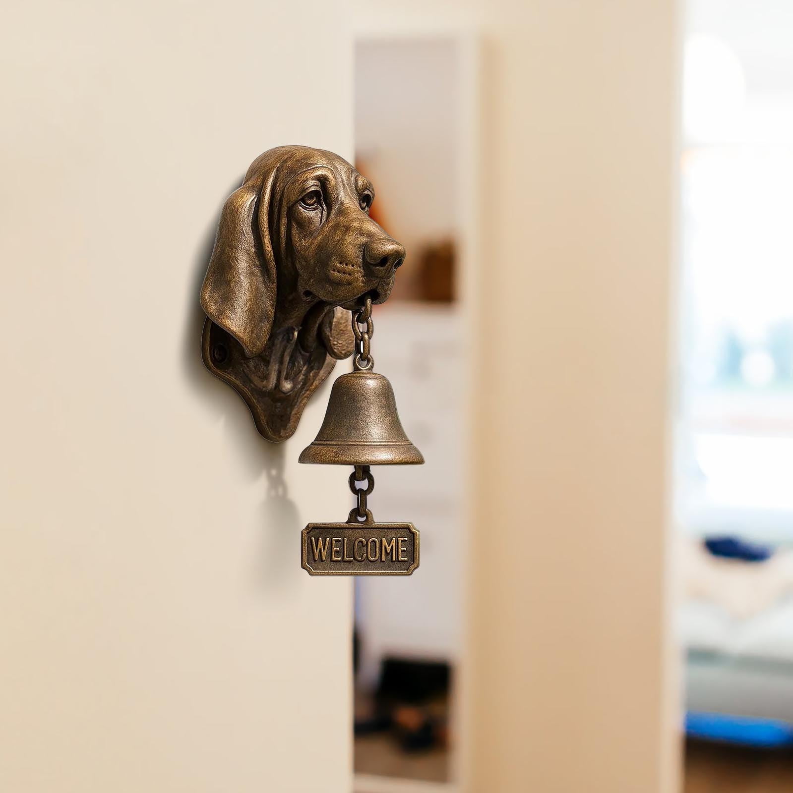 Lwlmwt Animal-Shaped Welcome Doorbell Retro-Style Puppy Design with “Welcome” Sign Sign for Front Metal Exterior Doorbell Clear, Pleasant Chime Ideal for Porches, Entrances, and Gardens
