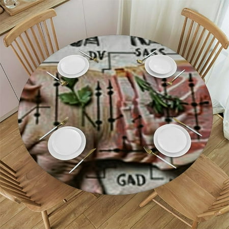

Sheronv Pig Lamb Cuts Round Table Cover Stain Resistant Washable Indoor Outdoor Tablecloth Kitchen Dining Wedding Parties Outdoor Fitted 100% Polyester Fiber 46-50
