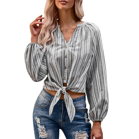 

KaLI_store Shirts for Women Womens Dress Shirts Long Sleeve Button Down Shirts -Free Solid Work Blouse Black XL