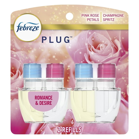 Febreze Plug In Air Freshener, Odor-Fighting Scented Oil Refill, Romance & Desire, 2 Refills