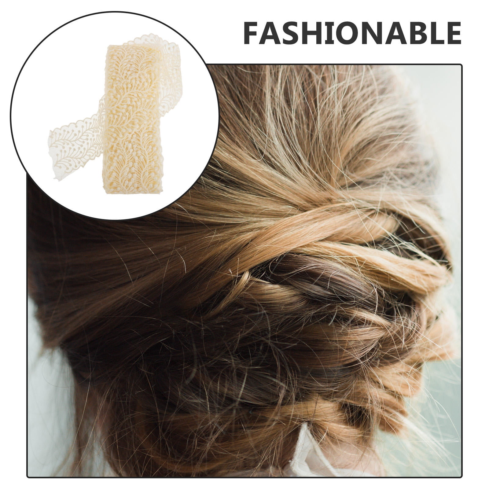FOMIYES Beige Embroidered Lace Trim Ribbon for Crafts, Projects, Hair Accessories, Sewing, and Decorative Uses