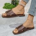 thumbnail image 5 of LOVZFMLL Flat Sandals for Women 2025 Cross Straps Square Open Toe Slip On Slippers Casual Outdoor Beach Vacation Slides Sandals Brown 8.5, 5 of 9