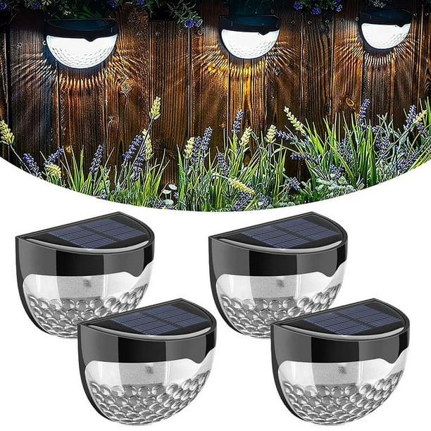 Fiudx Luces Solares para Cercas, Poste de Luz Solar Dusk Till Dawn, Lámpara de Jardín Impermeable Ip65, Ideal para Escaleras, Terrazas, Decoración de Exterior, Vida Útil de 10 000 H, Diseño Ecológico