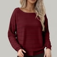 thumbnail image 2 of Breezora Oversized Knitted Sweater Womens Crew Neck Pullover Long Sleeve Casual Jumper Soft Loose Fit Autumn XXL Size Wine, 2 of 7