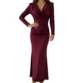thumbnail image 3 of TaTaai Womens Casual Cowl Neck Long Dress Long Sleeve Solid Color Slim Fit Pleated Bodycon Maxi Dress Elegant Soft Comfortable for Fall Daily Party Wear Gift, 3 of 5
