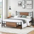 thumbnail image 5 of CREATIVE HOBBIES Full Size Bed Frame with Rustic Vintage Wood Headboard and Footboard, Industrial Platform Mattress,No Box Spring Needed, 5 of 9