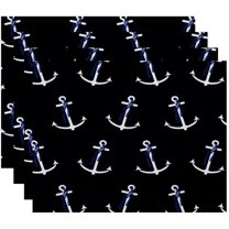 Simply Daisy 18" x 14" Anchor Whimsy Geometric Print Placemats, Set of 4