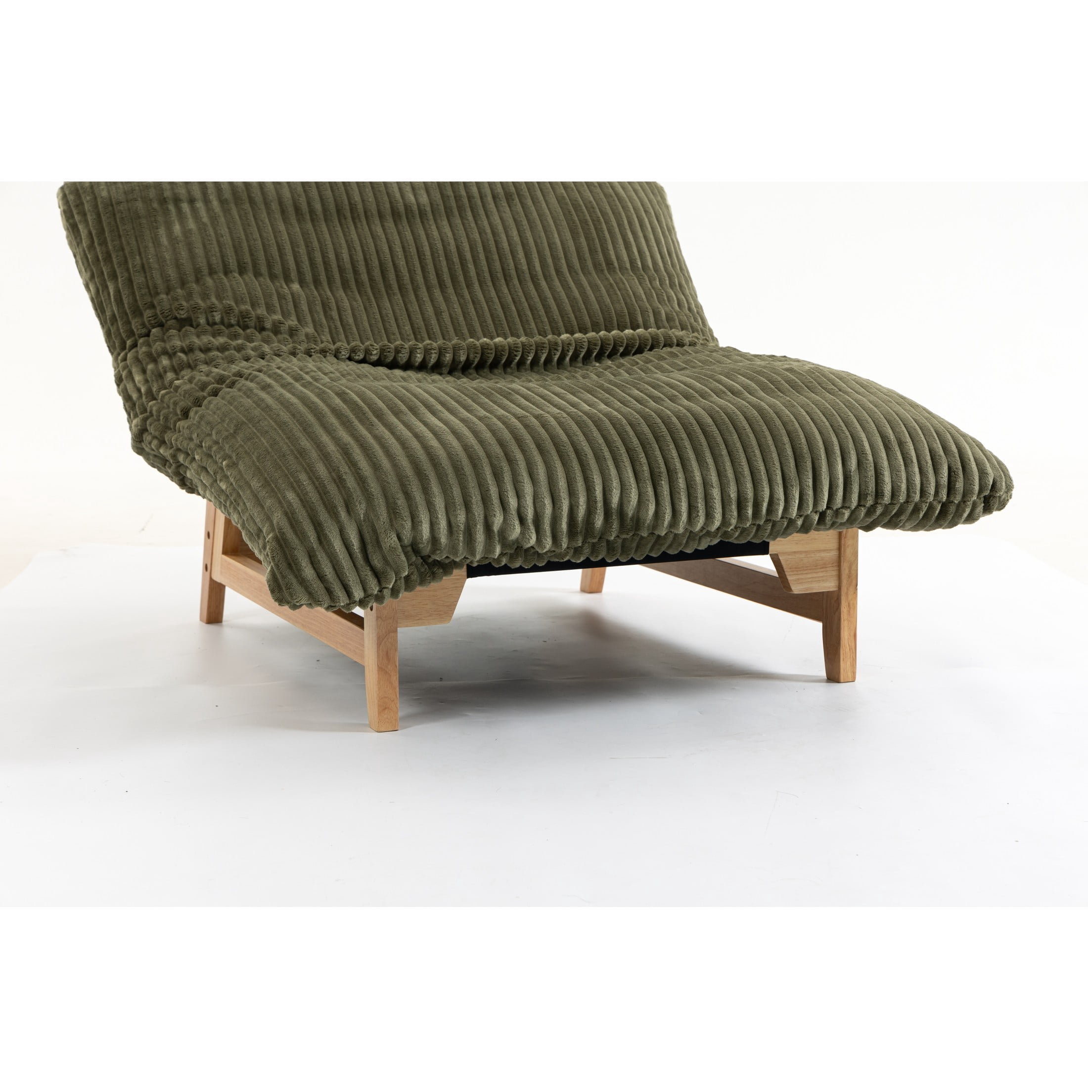 GDF Studio Floren Corduroy Bean Bag Accent Chair with Solid Wood Frame, Lazy Sofa for Living Room, Green