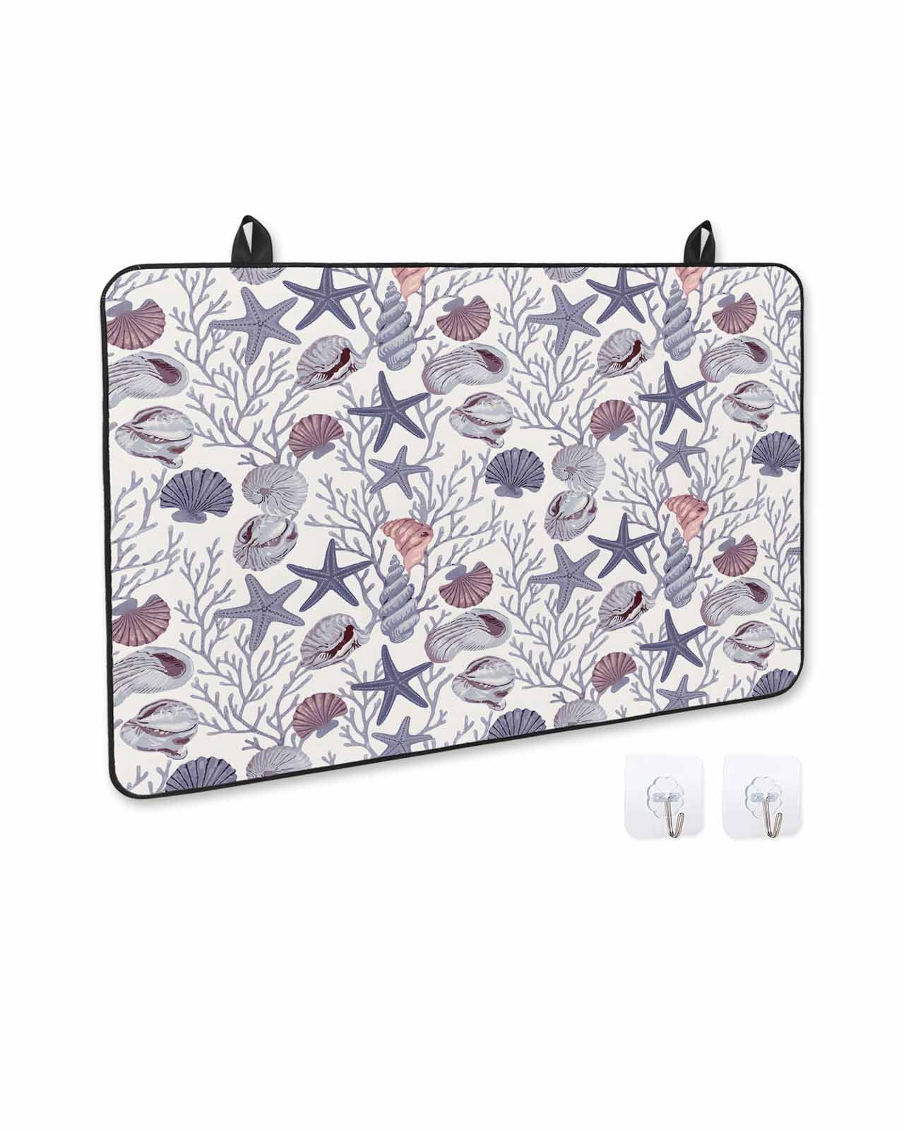 nqOlkjepod Large Induction Cooktop Protector Mat 24"x21", Vintage Coastal Stove Top Covers for Electric Stove, Starfish Coral Shell Conch Ocean Stove Burner Cover Mats, Glass Top Stove Cover