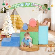 Naipo 8-Pcs Climbing Block Colourful 3D Foam Toddlers Toys,8 in 1 Playset Climbing Toy,Toddler Playground Climber for Climb,Crawl for Nursery,Indoor Foam Play Block