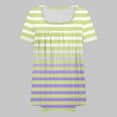 thumbnail image 4 of Yusom Summer Womens Loose Tops Dressy Casual Plus Size Striped Gradient Print Shirts for Outdoor Square Neck Short Sleeve Tops Blouses Yellow XXXXL, 4 of 5