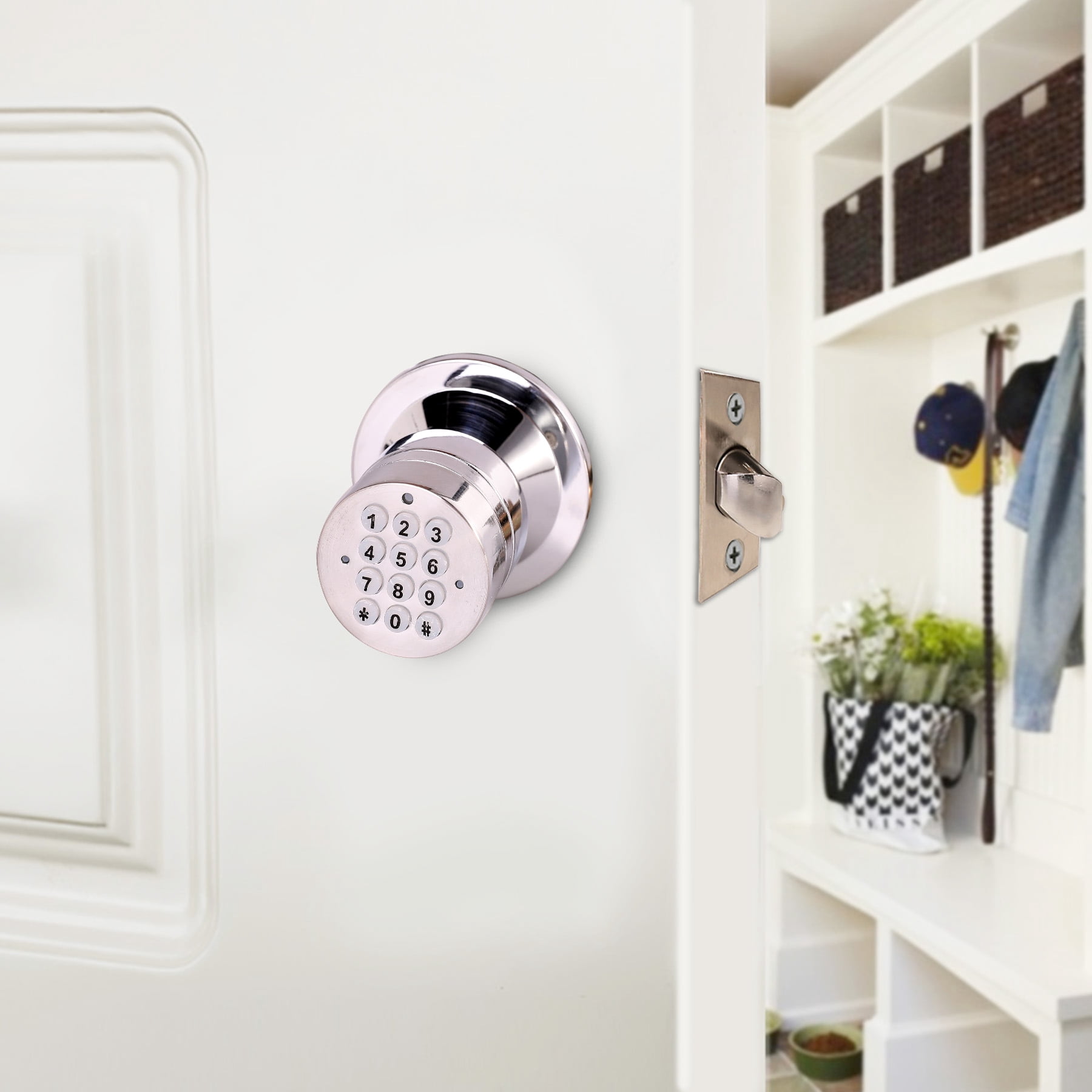 Electric Keyless Smart Lock with Key Pad Backup Security Silver