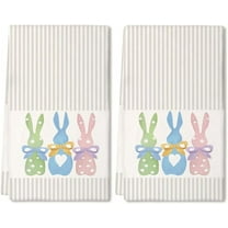 Easter Kitchen Towels Set of 2,Colorful Bunny Dish Towels 18x26 Inch Drying Dishcloth,Farmhouse Home Seasonal Spring Decorations