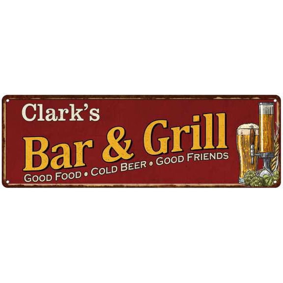 Clark's Bar and Grill Red Gift Man Cave Decor 6x18 Sign 206180054145
