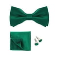 thumbnail image 2 of LShunze Bow Ties for Men Solid Color Pre-Tie Bow Tie and Pocket Square Set Classic Formal Tuxedo Bowties for Wedding Party, 2 of 8