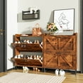 thumbnail image 4 of Tolead Shoe Storage Cabinet with 2 Flip Drawers, Metal Legs, Rustic Brown, 4 of 8
