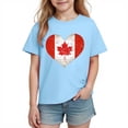 thumbnail image 2 of Girls Canadian Flag Heart T-Shirt Kids Canada Day Distressed Vintage Tee Blue Cotton Short Sleeve Crew Neck,Size 7 T, 2 of 6