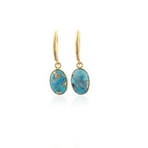 Zeva jewels Sky Blue Copper Turquoise Gemstone Gold-plated Earring For Wearing In Birthdays, Engagement, Anniversary, Social Gatherings