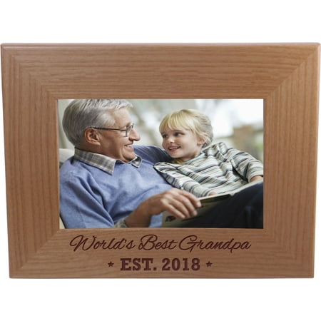 World's Best Grandpa EST. 2018 4-inch x 6-Inch Wood Picture (World Best Church Photos)