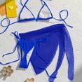 thumbnail image 5 of IYYVV Women's 3 Piece Solid Swimwear Halter Bikini Sets with Cover Up String Tie Side Bathing Suits Blue L, 5 of 5