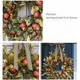 thumbnail image 5 of Front Door Round Wooden Fall Wreath with Brown Magnolia Leaves and Small Pomegranate Fruits leaves for Farmhouse porch wall Holiday Home Decoration,18in, 5 of 8