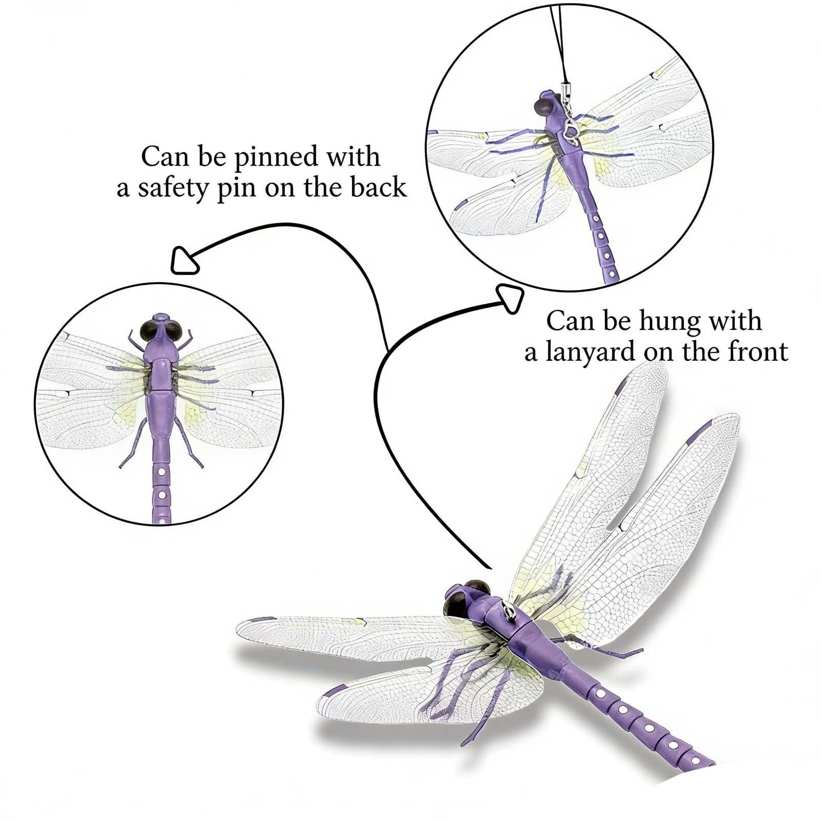 Indoor & Outdoor Fake Dragonfly Clip,Dragonfly Clip Bug Repellent, 3D Dragon Fly Garden Stakes & Hat Simulation Decor, Garden Bird and Fly Scare Devices