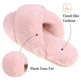 thumbnail image 4 of VONMAY Women's Slippers Plush Cross Band Open Toe Slides Fuzzy SPA House Slippers, 4 of 6