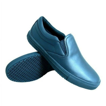 Womens Slip-Resistant Retro Slip-on Work Shoes, Black - Size 7 Wide