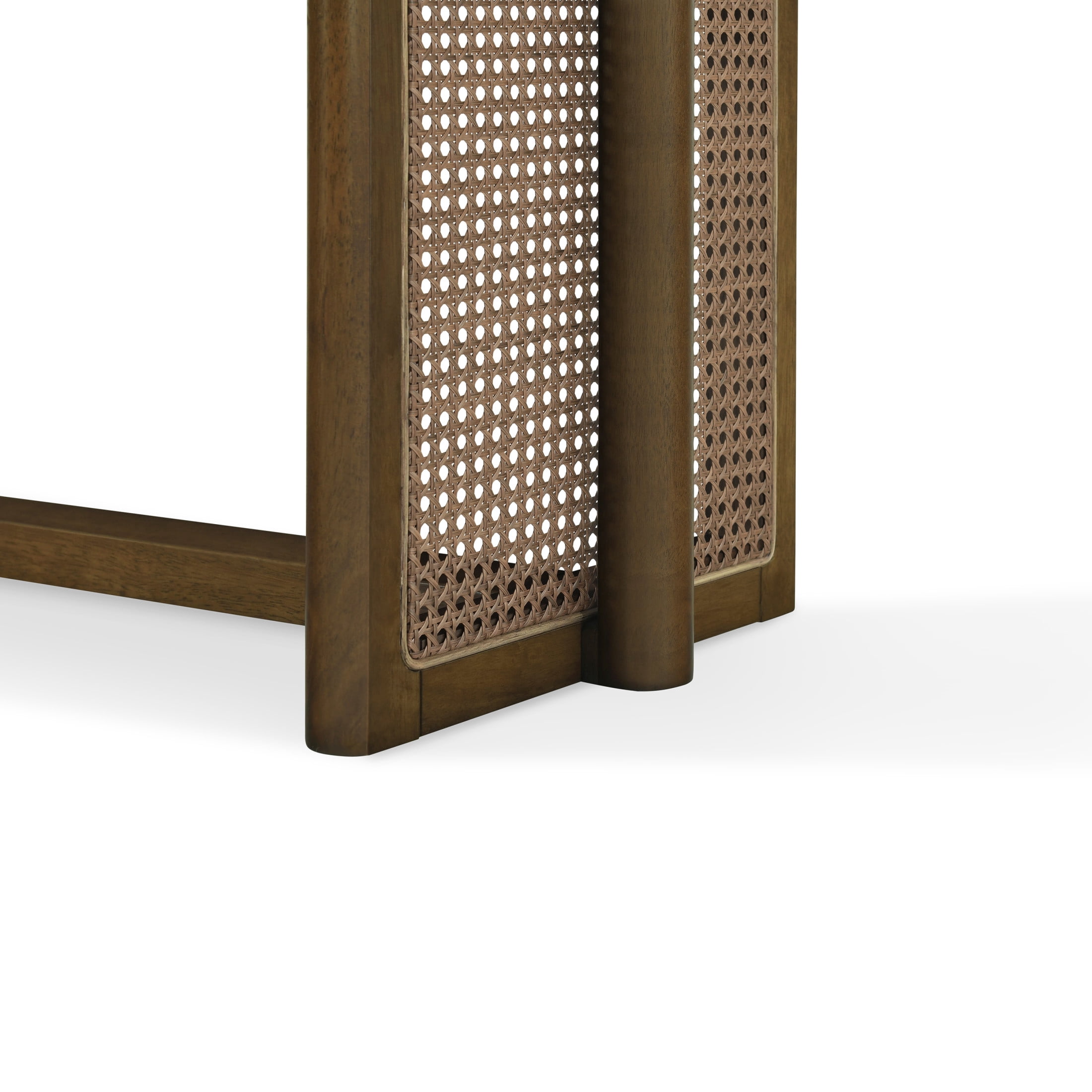 Christopher Knight Home 59" Bohemian Rubberwood Dining Bench with Plastic Rattan Accents, Walnut