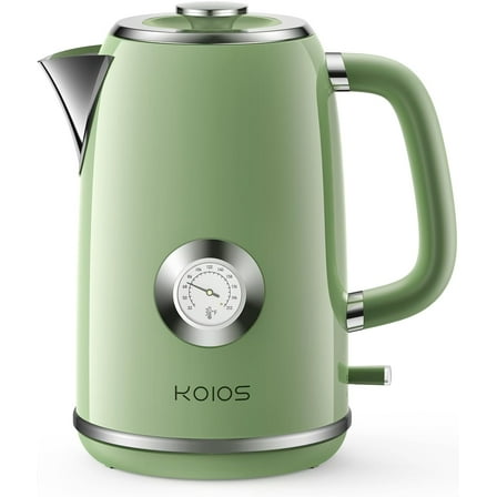 ZHIBO 1.8L Electric Kettle with Temperature Gauge, 1500W, Retro Style, LED Light, Auto Shut-Off