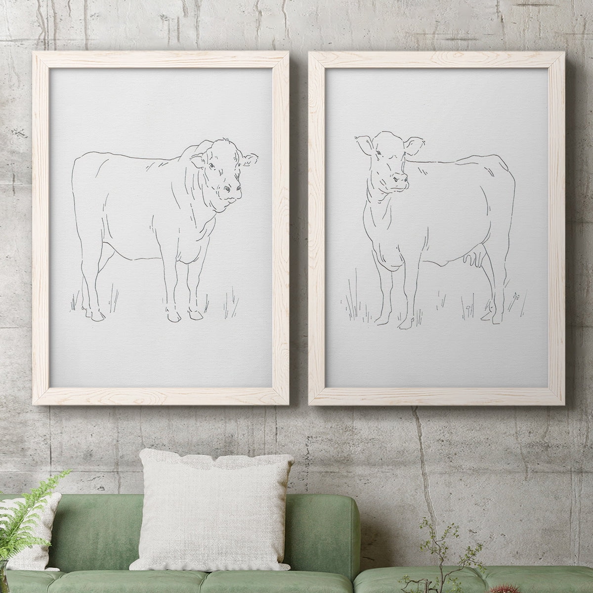 Limousin Cattle I - Premium Framed Canvas 2 Piece Set - Ready to Hang