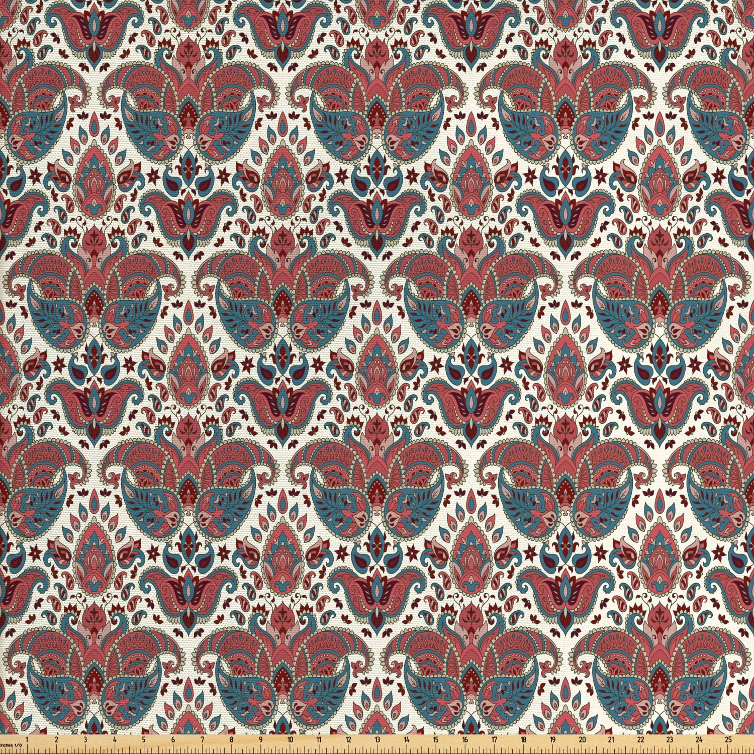 Paisley Fabric by The Yard, Oriental Damask Design Persian Effects