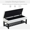 thumbnail image 4 of Hyxoo 44" Tufted Faux Leather Ottoman Storage Bench with Shoe Rack - White, 4 of 9