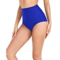 thumbnail image 5 of Sopiago Modest Bikini Bottoms for Women Women's High Waisted Bikini Bottom Ruched Swim Bathing Suit Bottom Full Coverage Tankini Swimsuit Briefs Dark Blue,XXL, 5 of 7