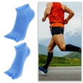 thumbnail image 2 of Unique Bargains 4 Pairs Half Finger Five Toe Socks Unisex Non Slip Daily Fit Finger Socks Blue, 2 of 7