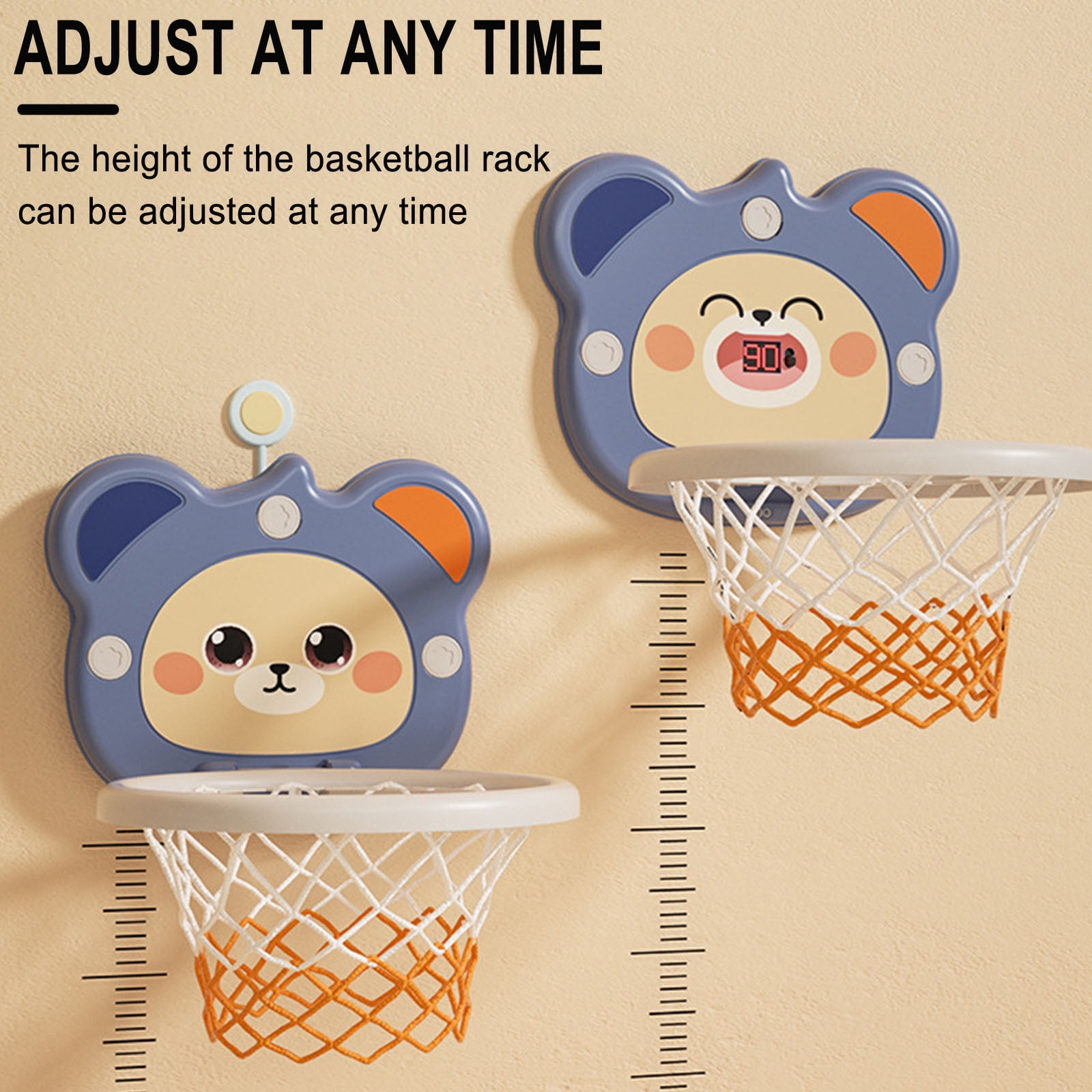 Ensemble de Panier de Basketball Intérieur pour Enfants, Support de Mini Basketball Ajustable pour Tout-Petits (1 à 3 Ans), Jouet de Sport pour
