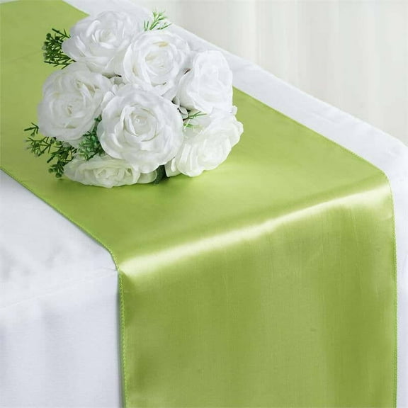 Efavormart Pack of 5 | Premium SATIN Table Top Runner For Weddings Birthday Party Fit Rectangle and Round Table 12" x 108" Lime Green