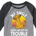 thumbnail image 3 of The Lion King - Simba - My Smile Keep Me Out of Trouble - Toddler & Youth Raglan Graphic T-Shirt, 3 of 4