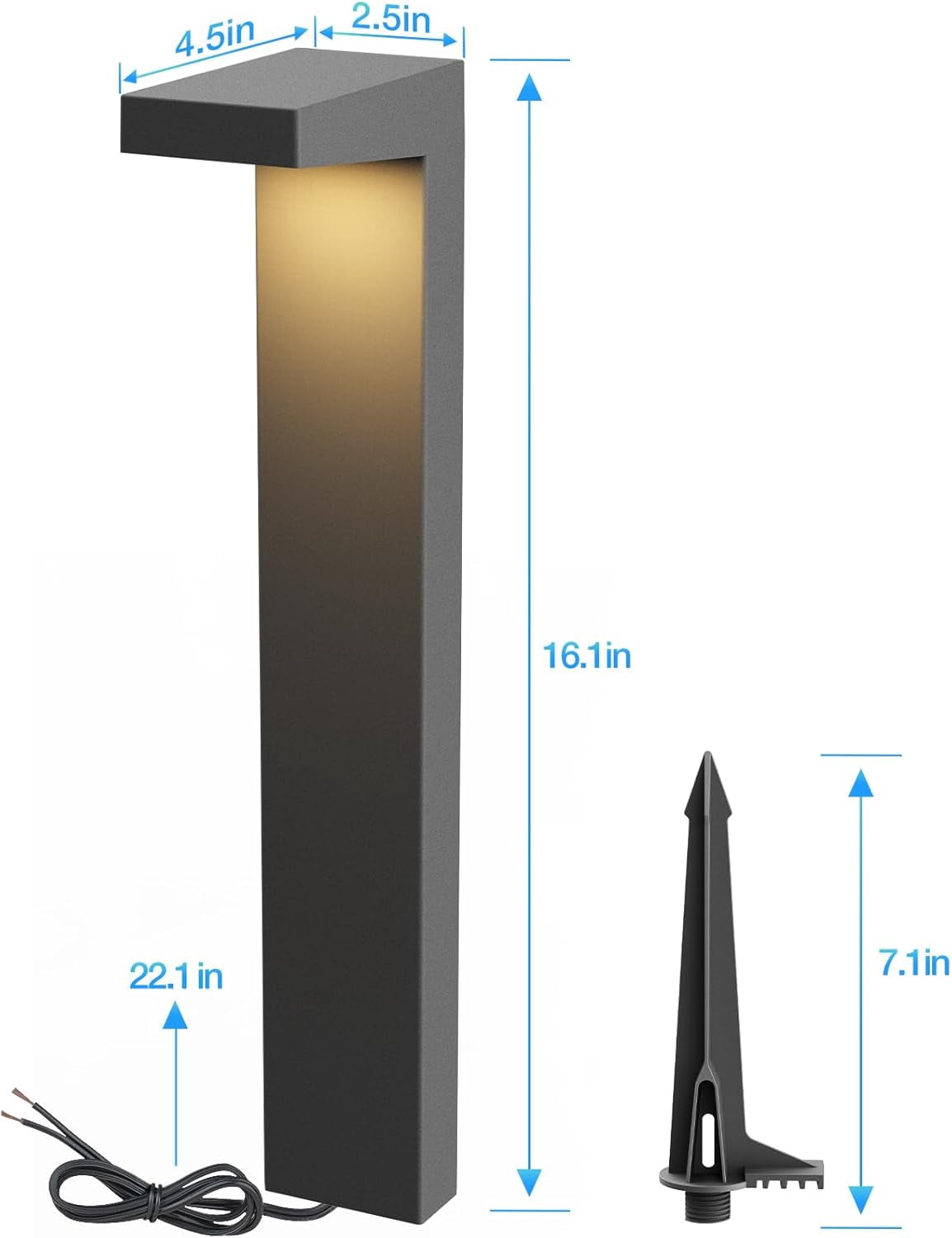 SUNVIE Low Voltage Pathway Lights Wired 5W LED Outdoor Landscape Lighting for Garden Walkway, 4 Pack