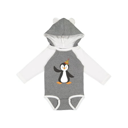 

Inktastic Cute Penguin Penguin With Party Hat Gift Baby Boy or Baby Girl Long Sleeve Bodysuit