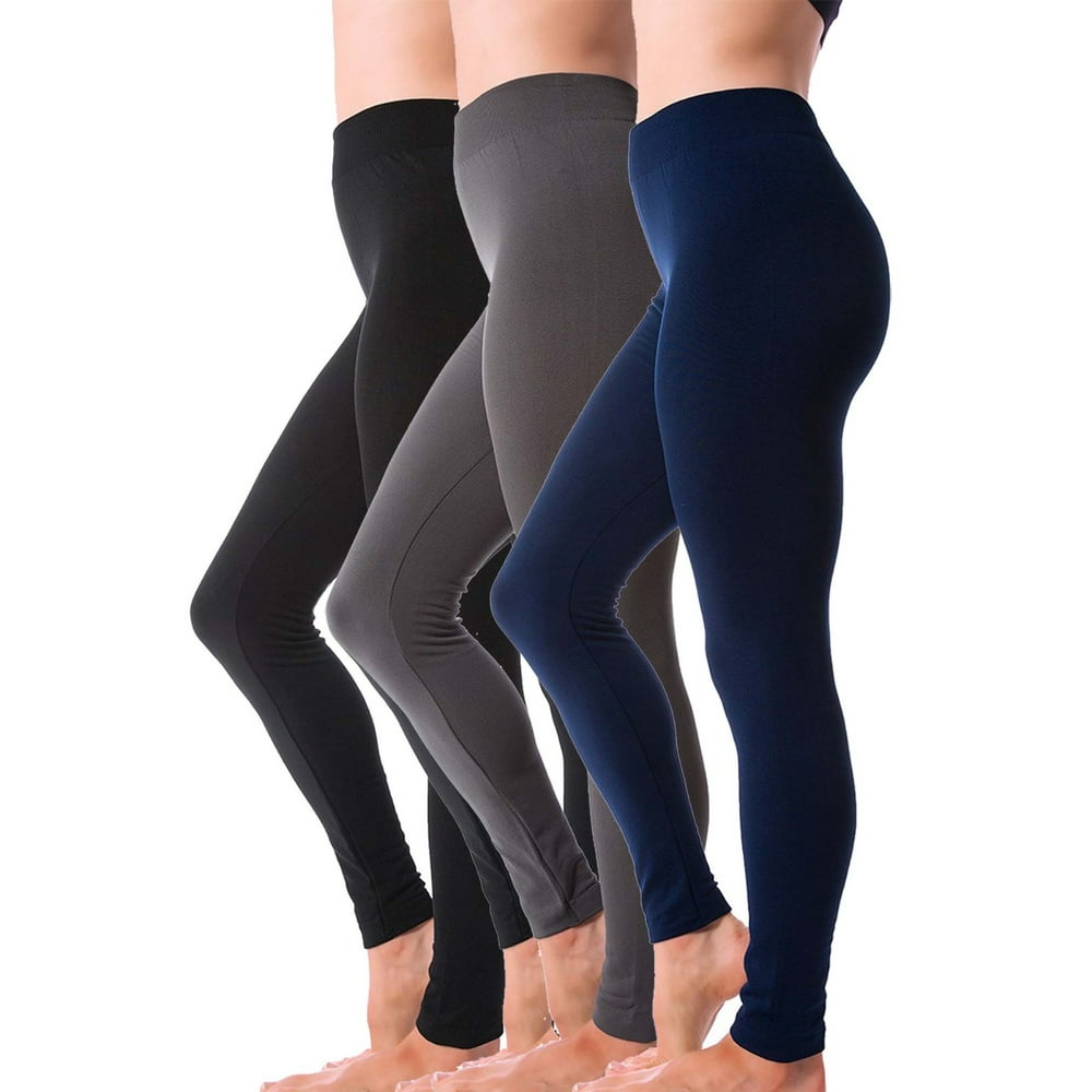 4-Pack Warm Fleece Lined Thick Brushed Full Length Leggings Tights